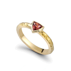 Trilliant Cut Garnet Precious Few Ring with Hammered Band