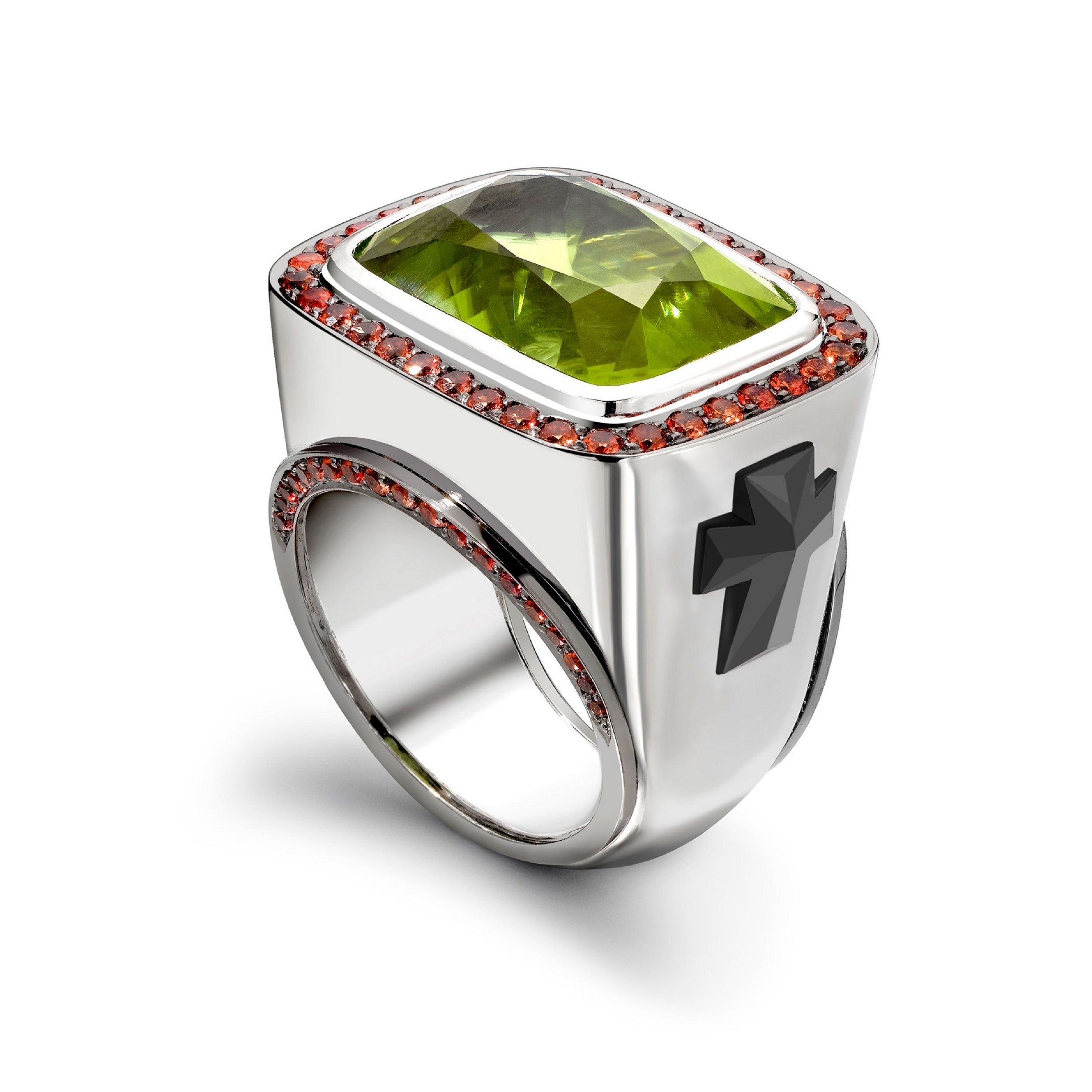 Peridot & Orange Sapphire Knights Ring