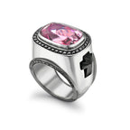 Morganite & Black Diamond Knights Ring