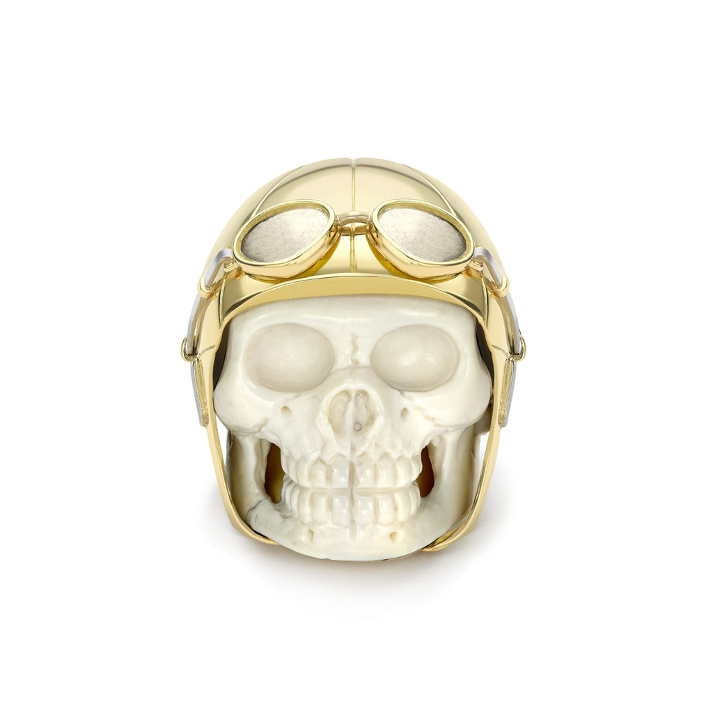 Mammoth Bone Bessie Coleman Skull Ring