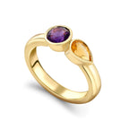 Amethyst and Citrine Couplet Ring