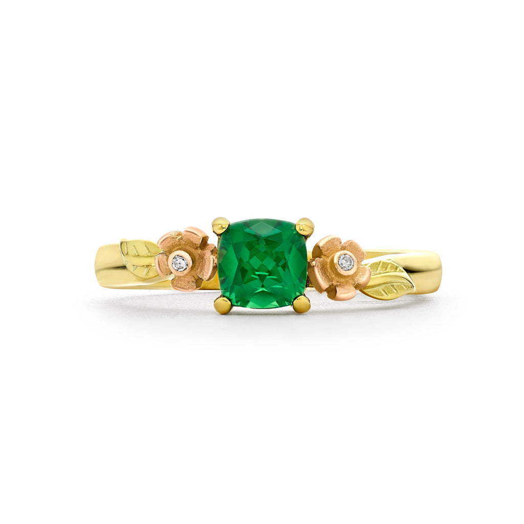 Tourmaline and Diamond Blossom Posy Ring