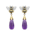 Amethyst & Diamond Large Bee Drop Earrings