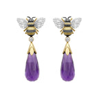 Amethyst & Diamond Large Bee Drop Earrings