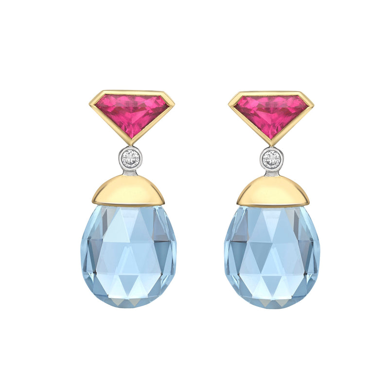 Tourmaline and Aquamarine Drop Earrings