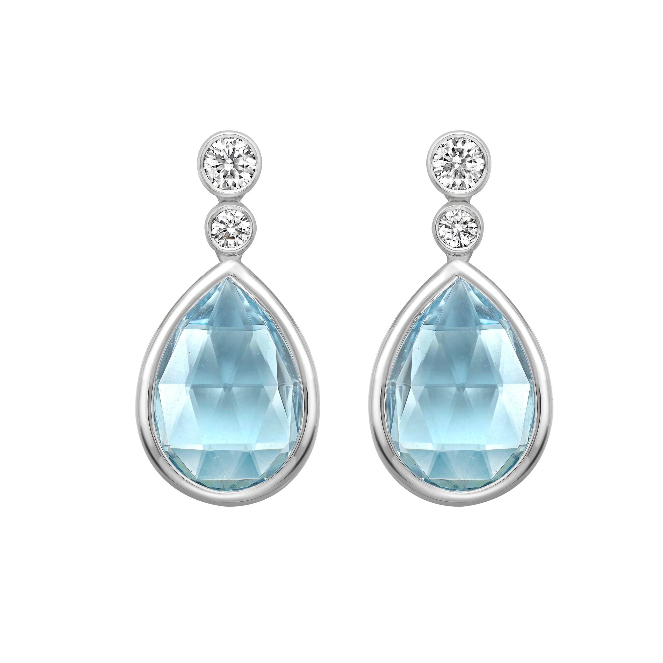 Aquamarine and Diamond Briolette Drop Earrings