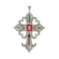 Pink Tourmaline & Diamond Scallop Cross Pendant
