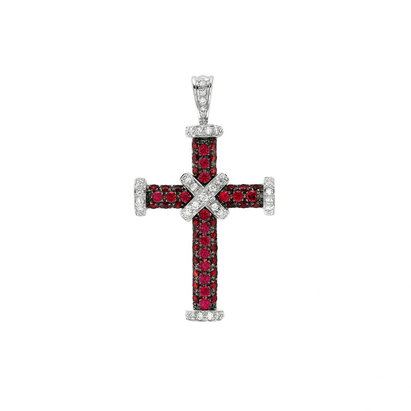 Baby Diamond and Ruby Cross Pendant