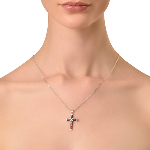 Baby Diamond and Ruby Cross Pendant