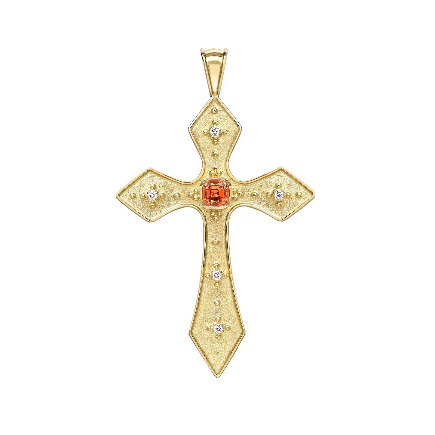 Mandarin Garnet & Diamond Cross Pendant