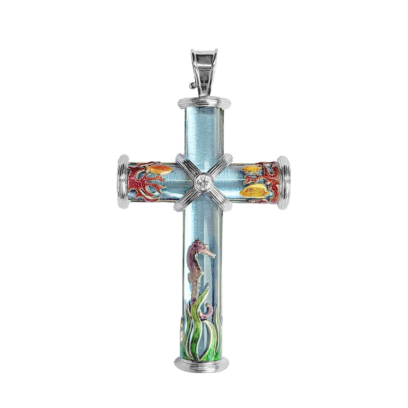 Marine Topaz Cross Pendant