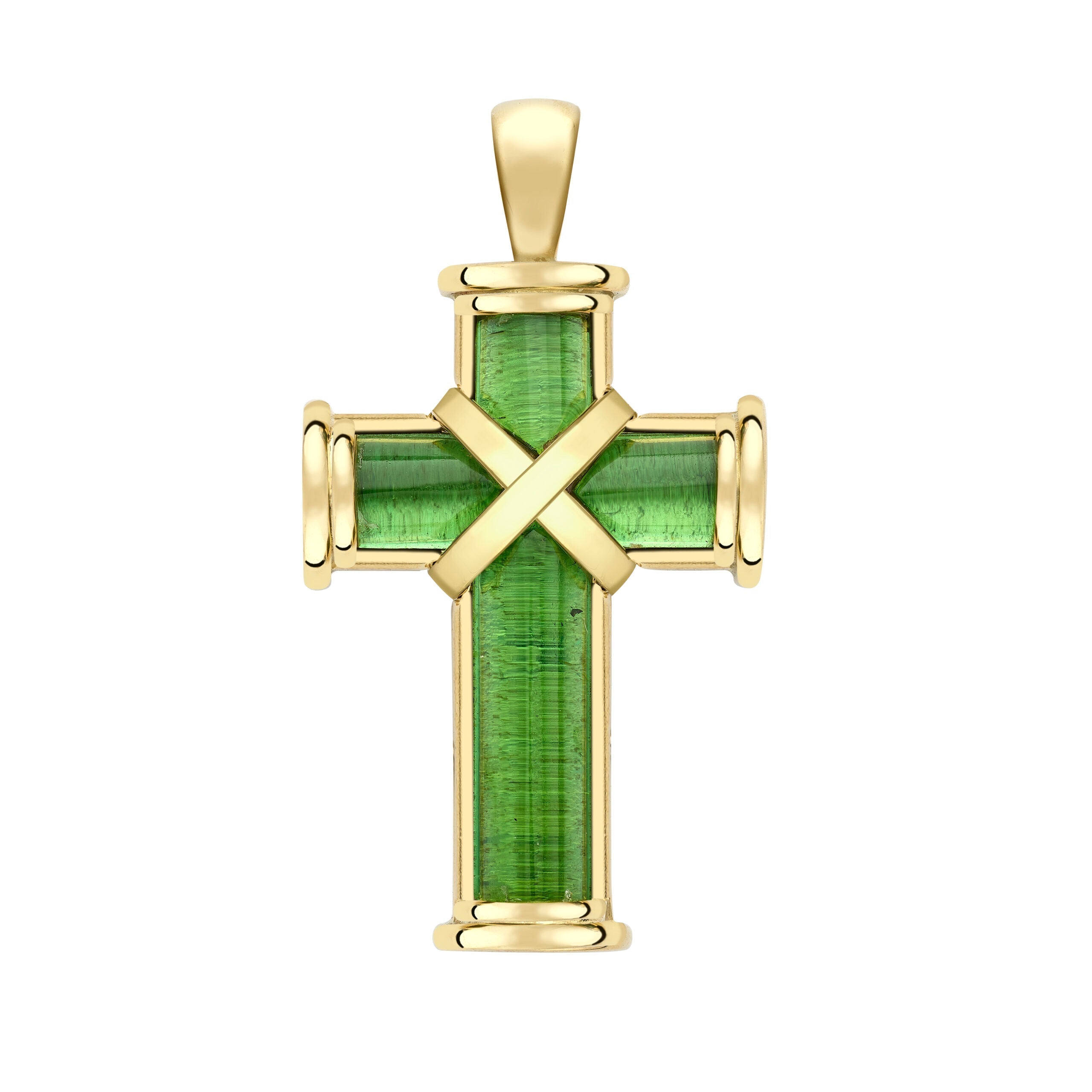 Green Tourmaline Small Cross Pendant