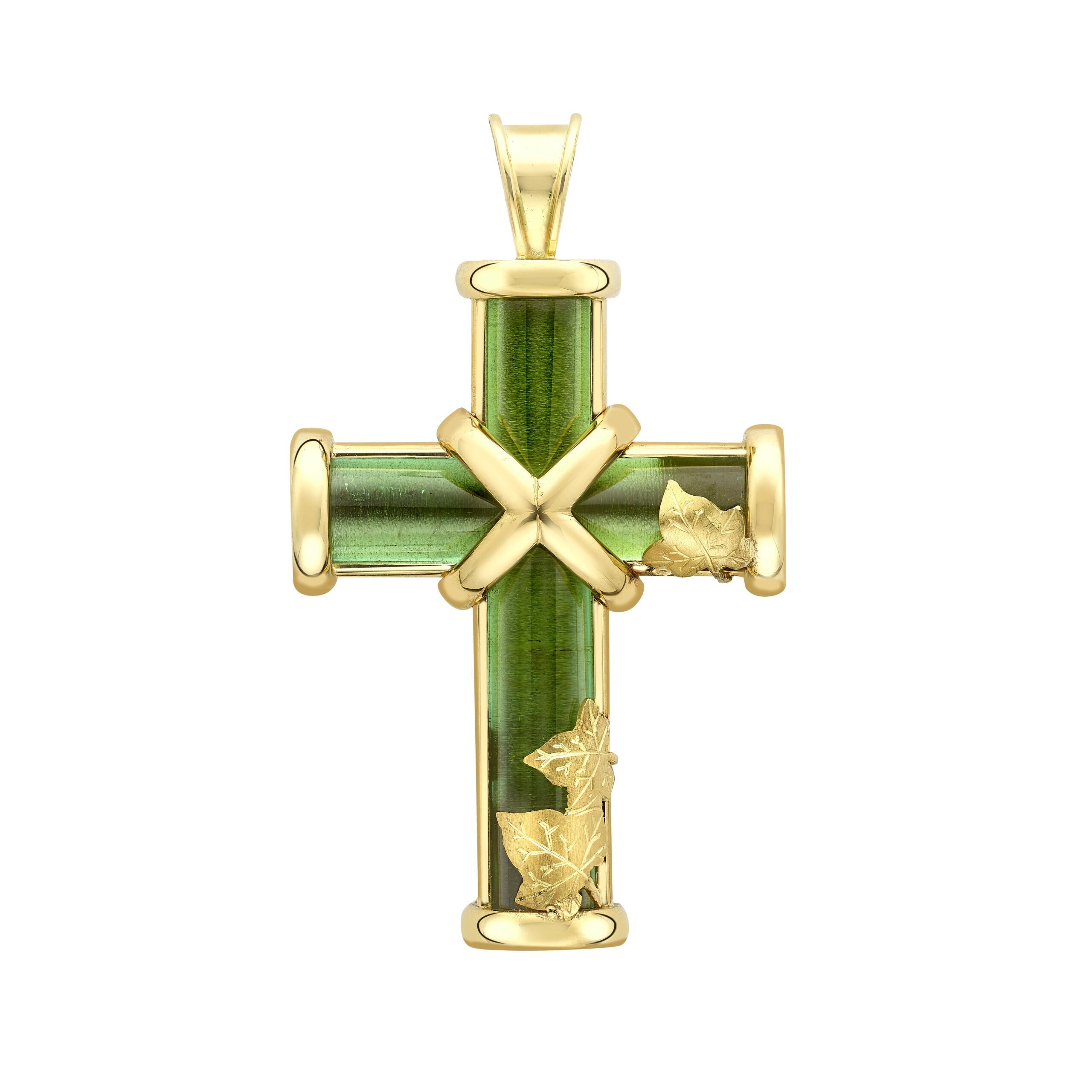 Green Tourmaline Ivy Cross
