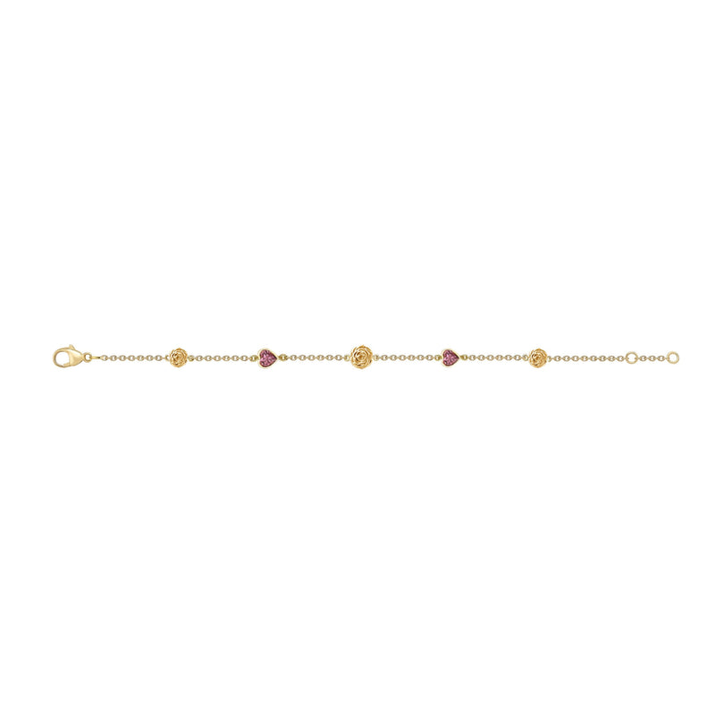 Rose and Rhodolite Garnet Hearts Fable Bracelet