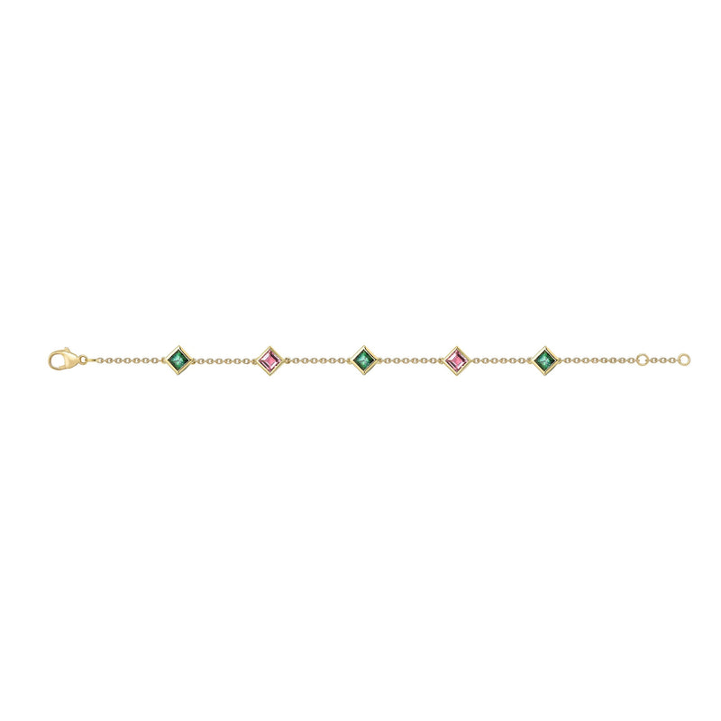 Tourmaline and Garnet Square Motley Bracelet
