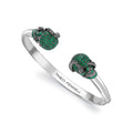 Emerald and Black Diamond Skull and Snake Medium Bangle