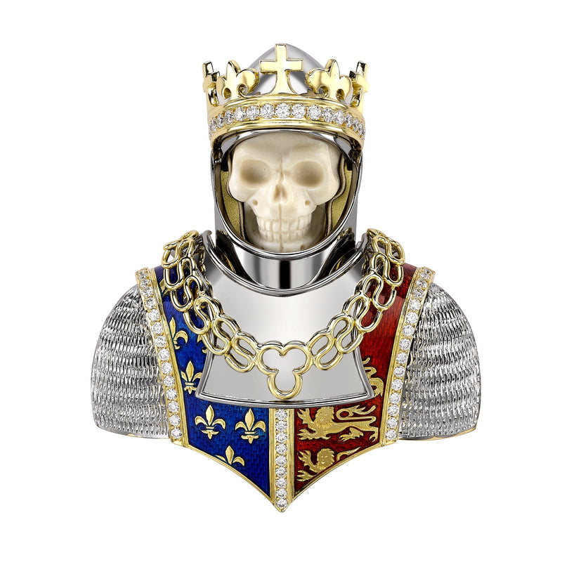 Carved Mammoth Bone Henry V Skull Brooch