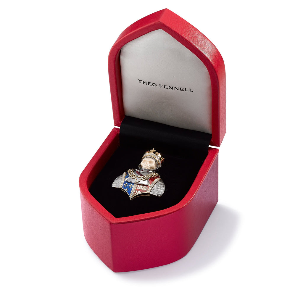 Carved Mammoth Bone Henry V Skull Brooch