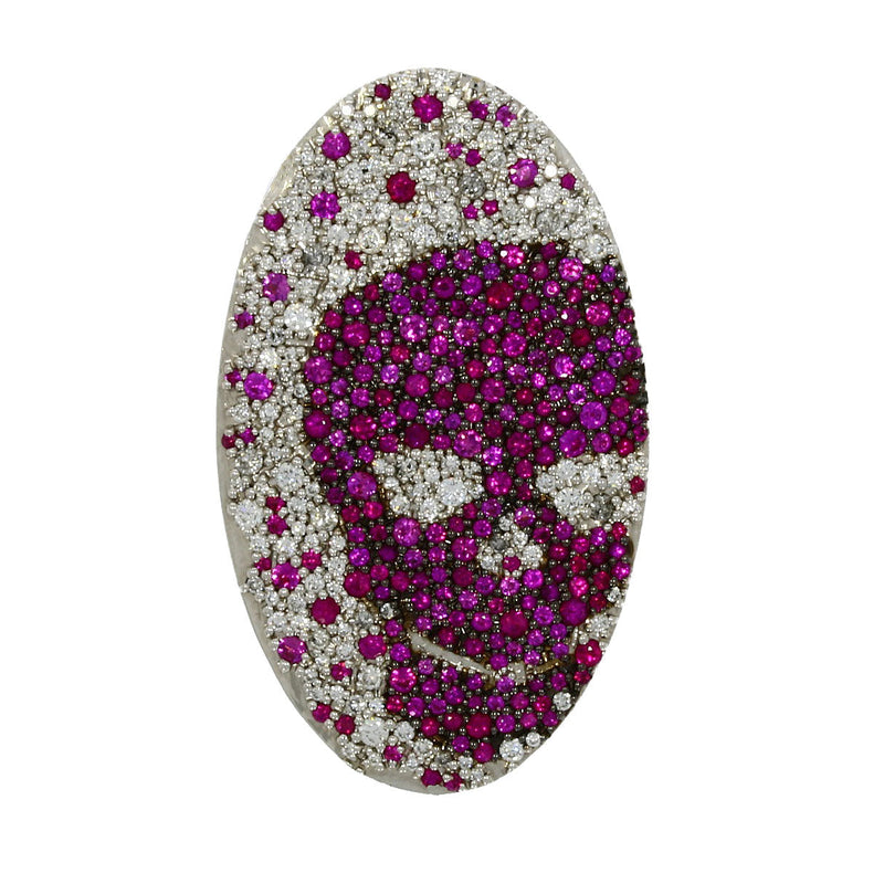 Ruby & Diamond Skull Jouster Brooch