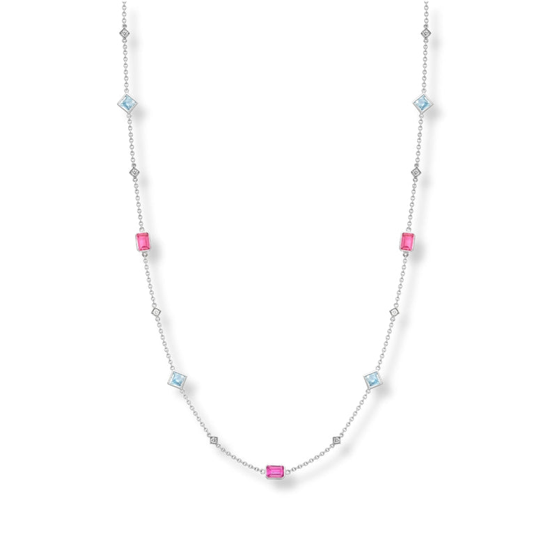 Tourmaline, Aquamarine and Diamond Motley Necklace