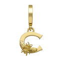 Yellow Gold Letter 'C' Charm with Bee Motif