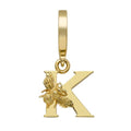 Yellow Gold Letter 'K' Charm with Bee Motif