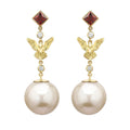 Dove, Garnet and Pearl Drop Fable Earrings