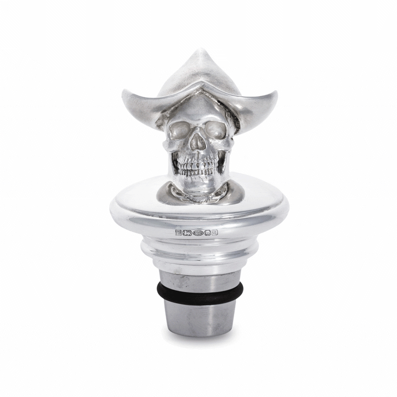 Silver Dutch Cap Skull Decanter Stopper