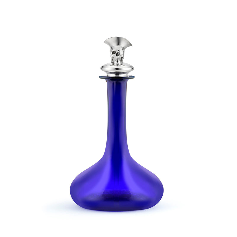 Pirate Skull Blue Antique Ships Decanter