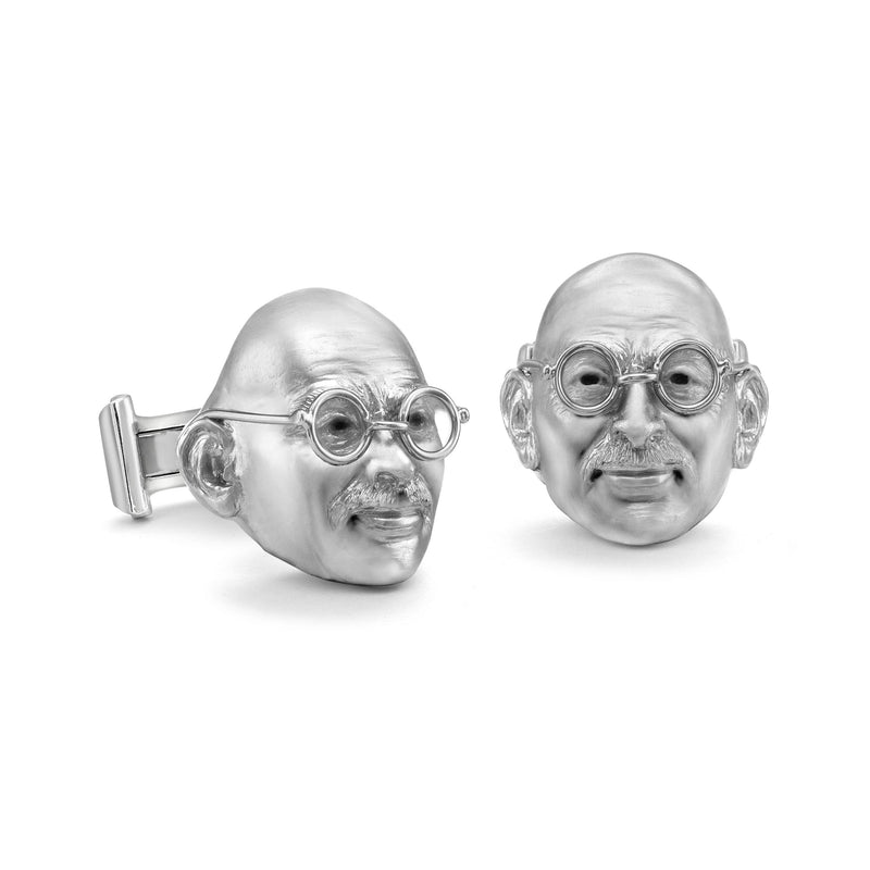 Silver Ghandi Portrait Cufflinks