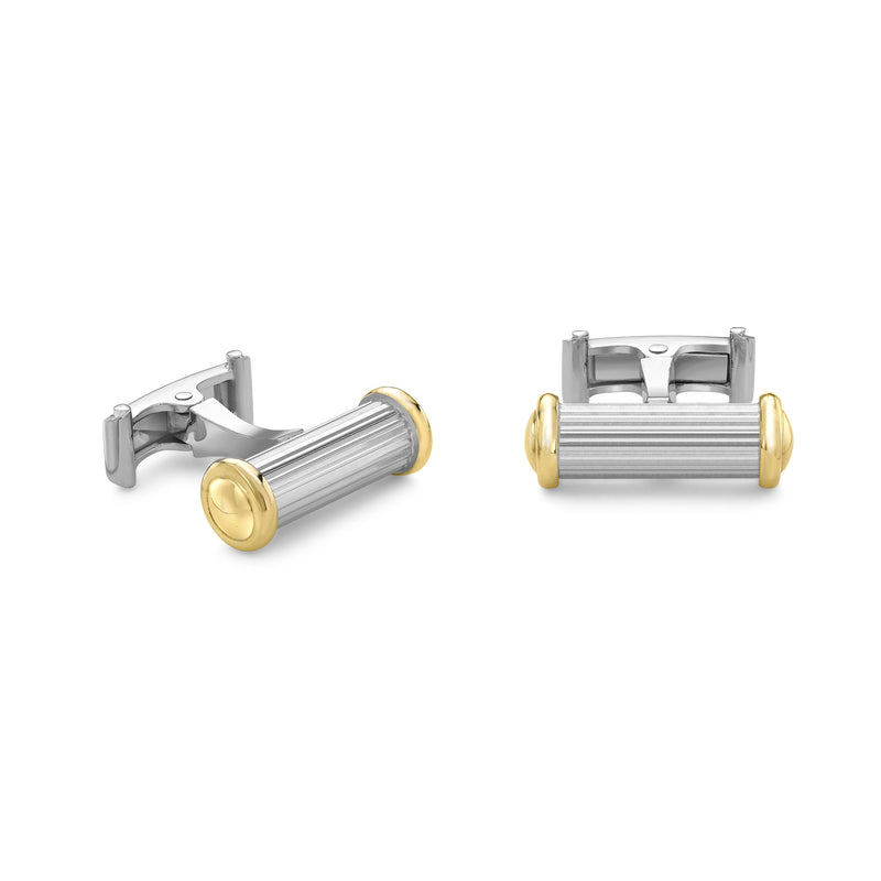 White & Yellow Gold Fluted Column Cufflinks