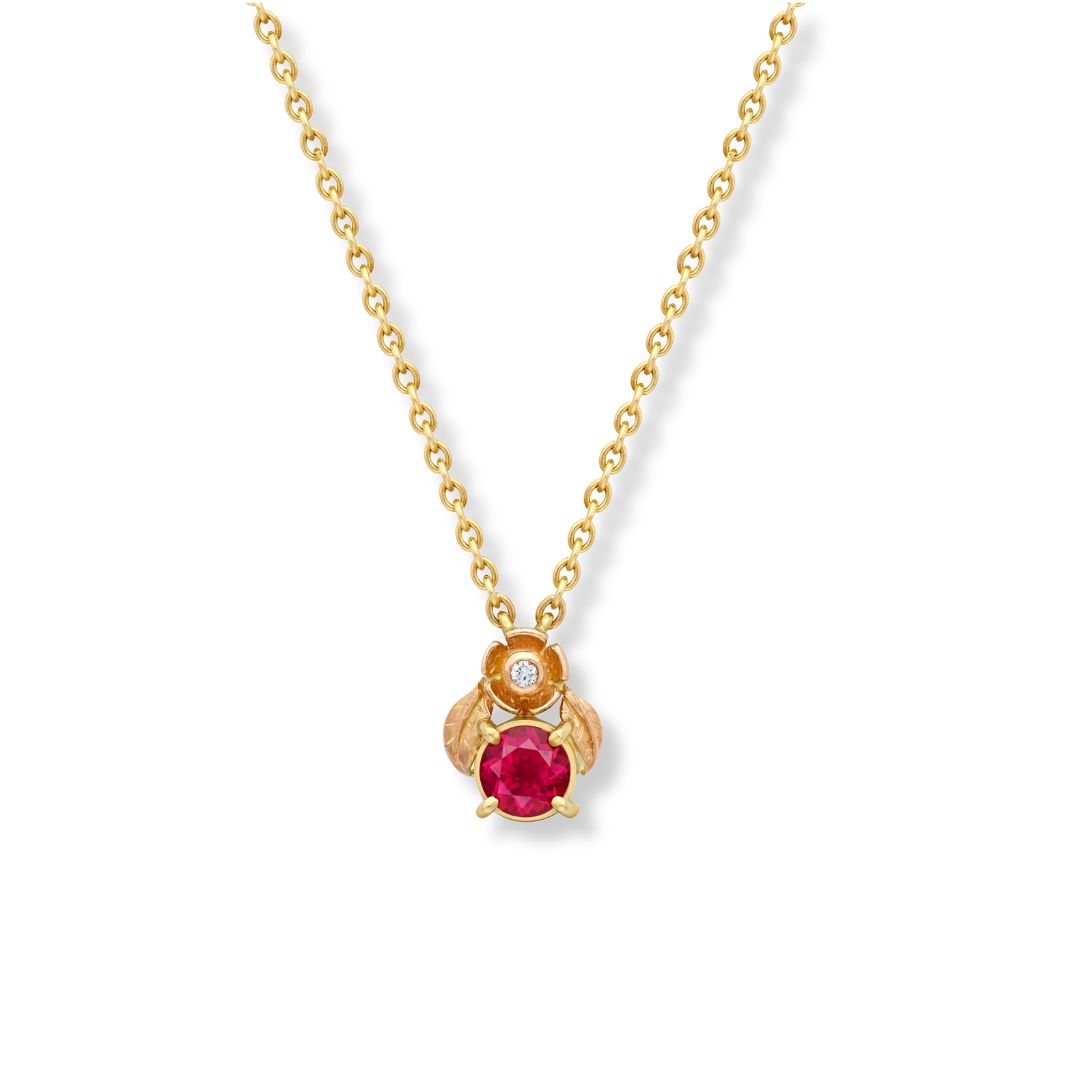 Rubellite Posy Blossom Chain Necklace