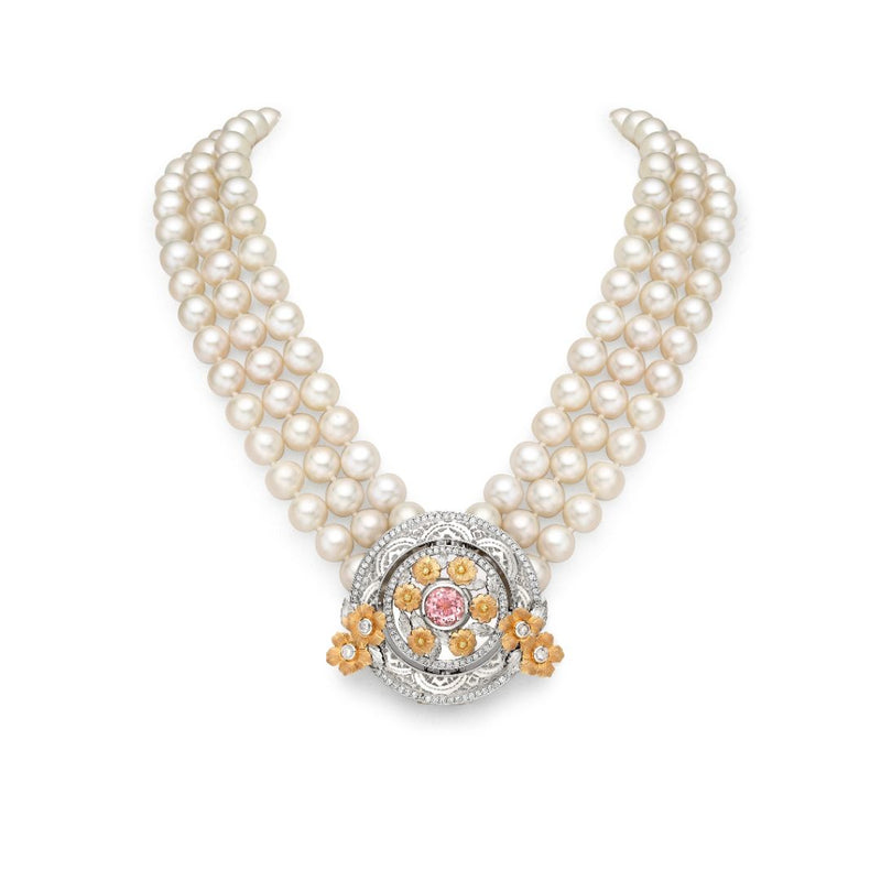 3 Row Pearl Wild Rose Tryst Necklace
