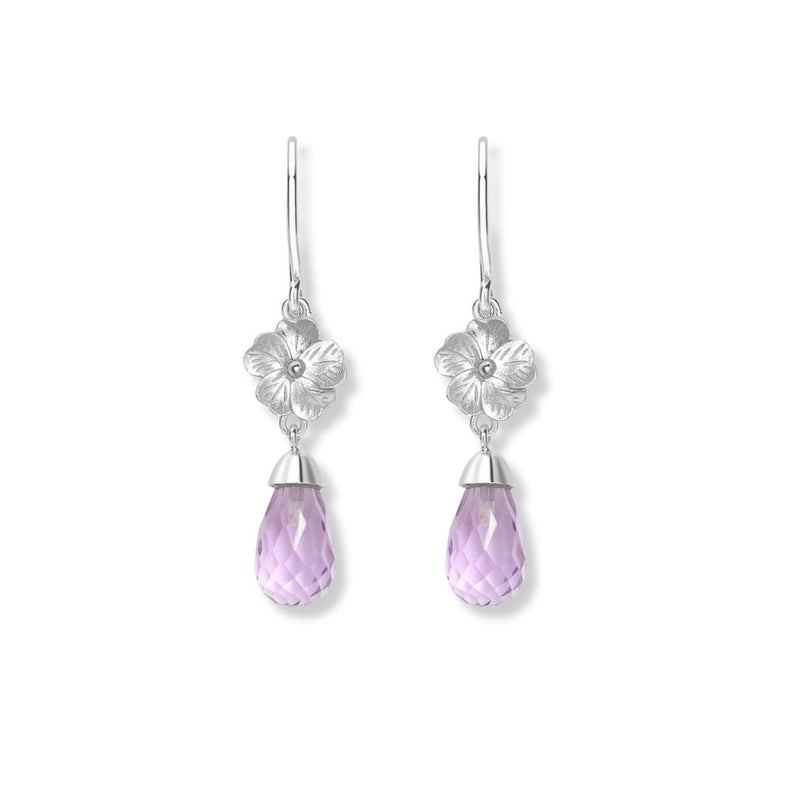 Blossom Amethyst Briolette White Gold Earrings
