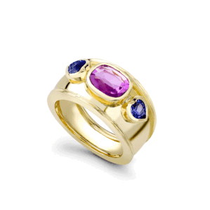 Tanzanite & Pink Sapphire Slim Bombé Ring