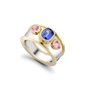 Sapphire & Tourmaline Slim Bombé Ring