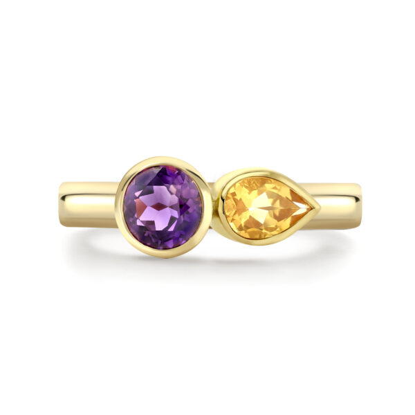 Amethyst and Citrine Lovers Ring